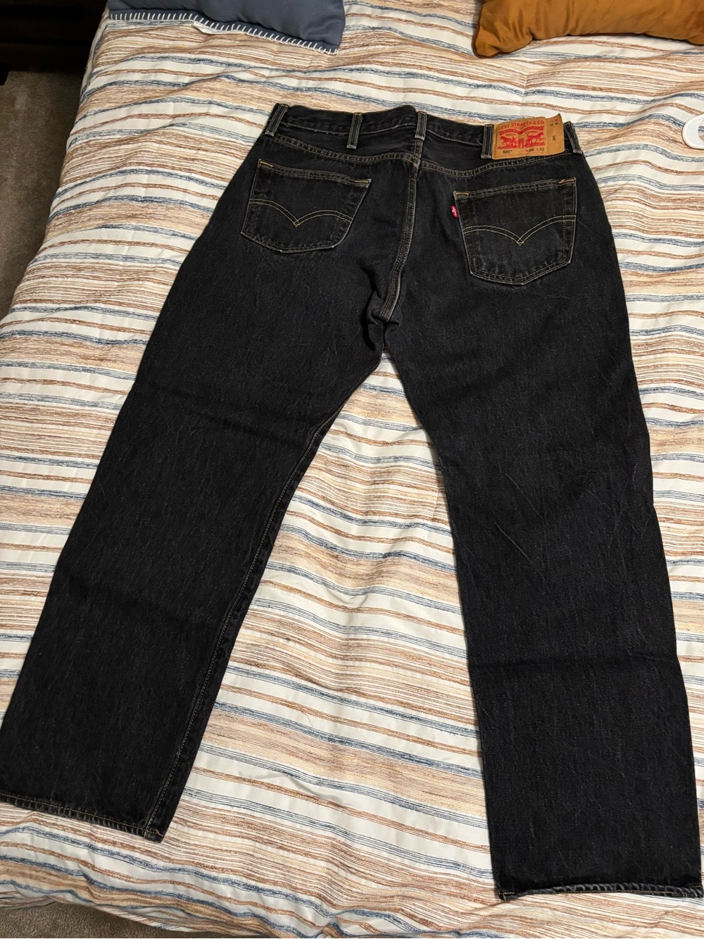 Levi’s 501 Original Fit Jeans Men’s 38x32 Black Denim Straight Leg Button Fly